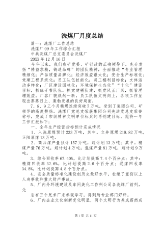 2024年洗煤厂月度总结