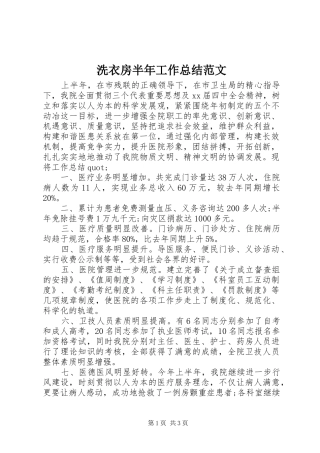2024年洗衣房半年工作总结范文