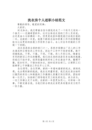 2024年洗衣房个人述职小结范文