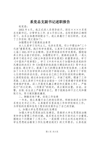 2024年系党总支副书记述职报告