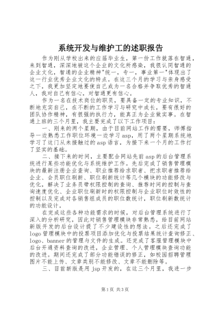 2024年系统开发与维护工的述职报告