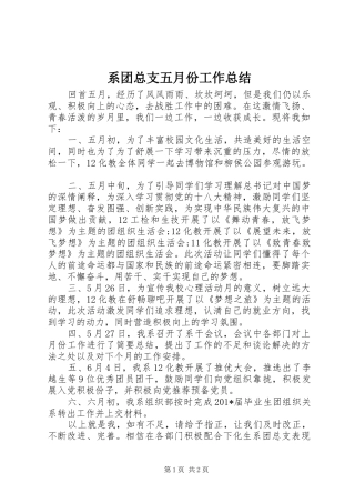 2024年系团总支五月份工作总结