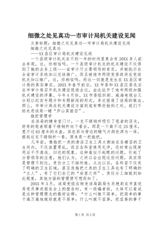 2024年细微之处见真功市审计局机关建设见闻