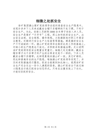 2024年细微之处抓安全