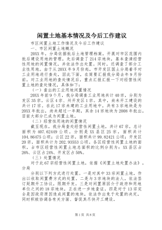 2024年闲置土地基本情况及今后工作建议
