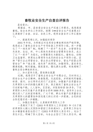 2024年畜牧业安全生产自查自评报告