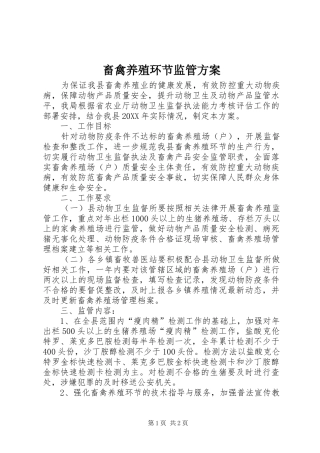 2024年畜禽养殖环节监管方案