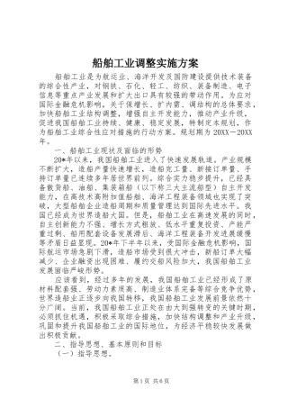 2024年船舶工业调整实施方案