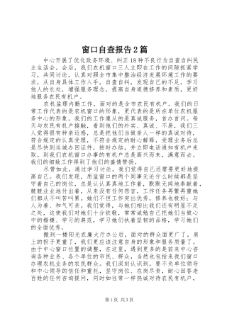 2024年窗口自查报告篇