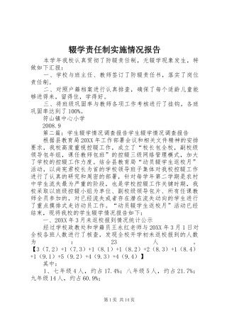 2024年辍学责任制实施情况报告