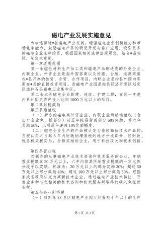 2024年磁电产业发展实施意见