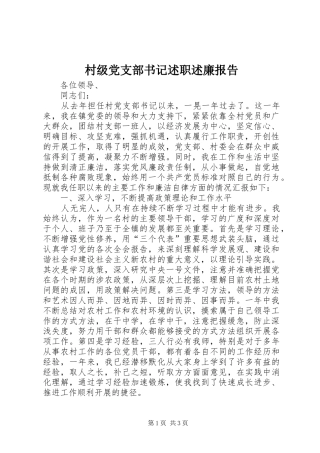 2024年村级党支部书记述职述廉报告