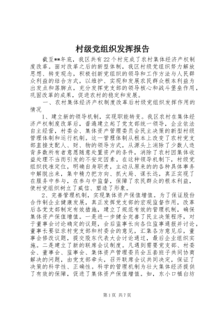 2024年村级党组织发挥报告