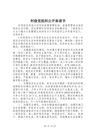 2024年村级党组织公开承诺书