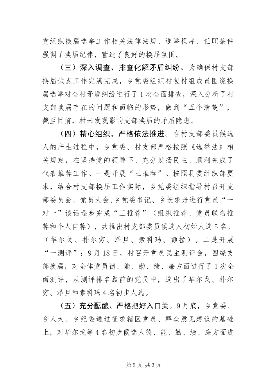 2024年村级党组织换届试点工作报告_第2页