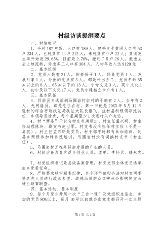 2024年村级访谈提纲要点