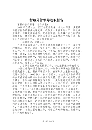 2024年村级分管领导述职报告