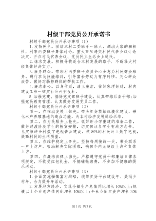 2024年村级干部党员公开承诺书