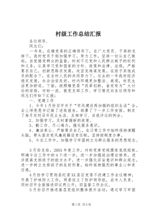 2024年村级工作总结汇报
