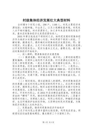 2024年村级集体经济发展壮大典型材料