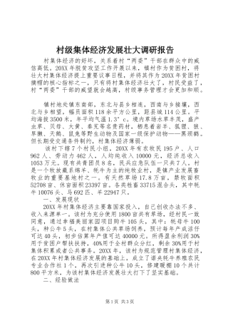 2024年村级集体经济发展壮大调研报告