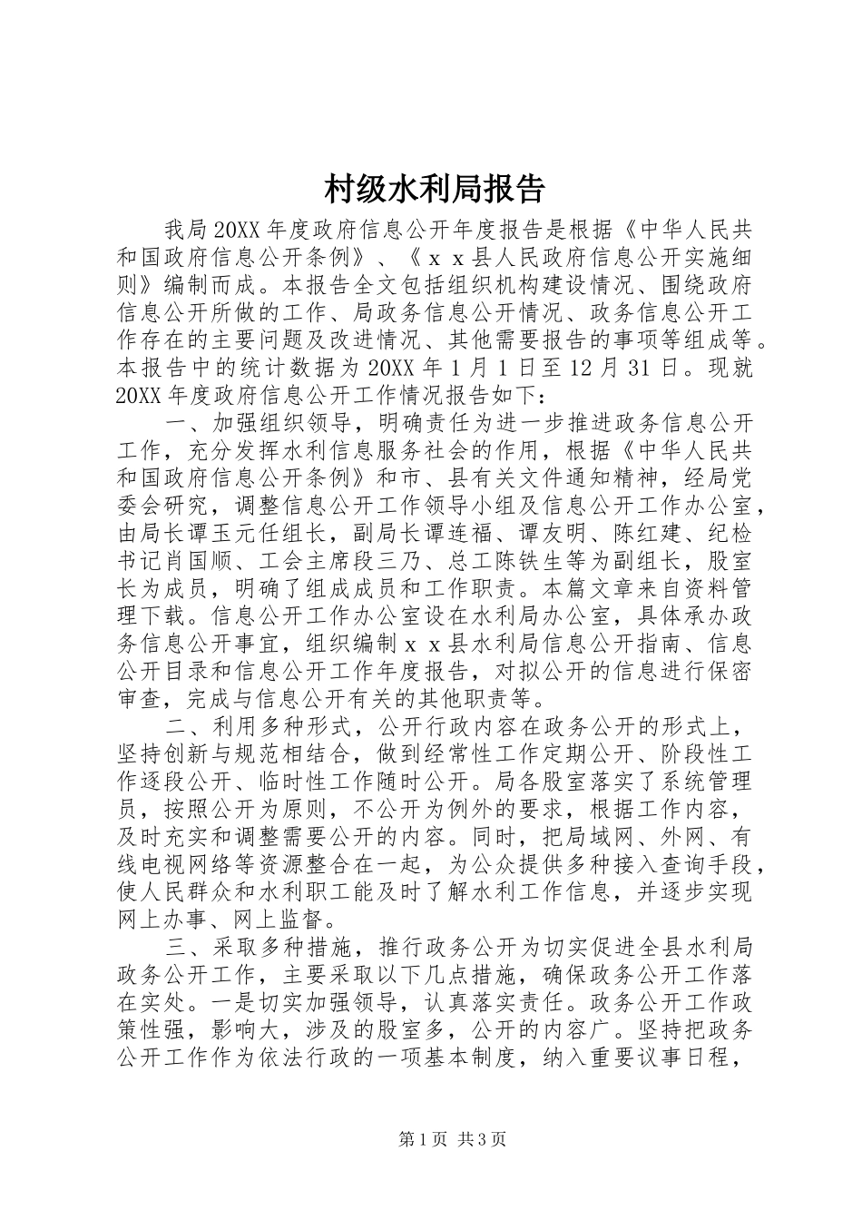 2024年村级水利局报告_第1页