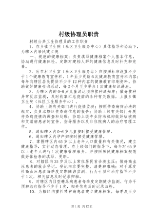 2024年村级协理员职责