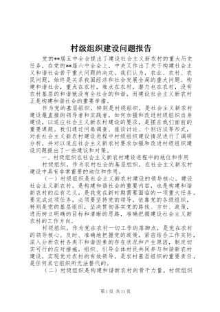 2024年村级组织建设问题报告
