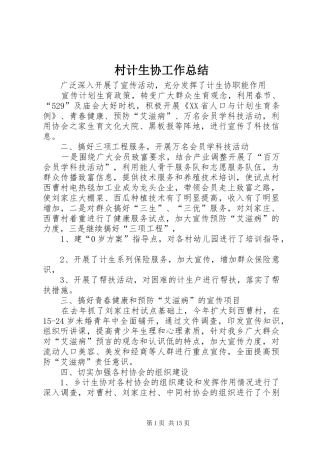 2024年村计生协工作总结