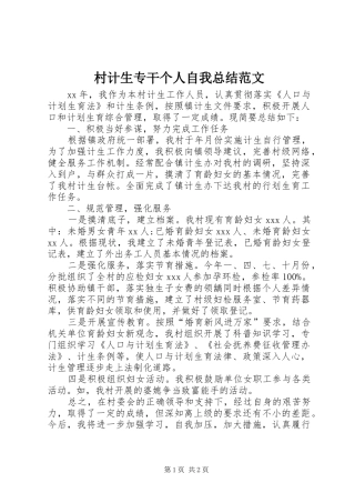 2024年村计生专干个人自我总结范文