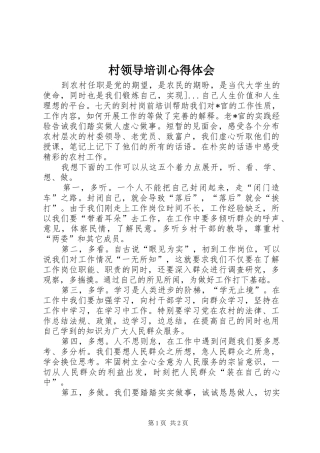 2024年村领导培训心得体会