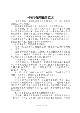 2024年村领导述职报告范文
