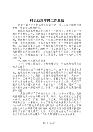 2024年村长助理年终工作总结