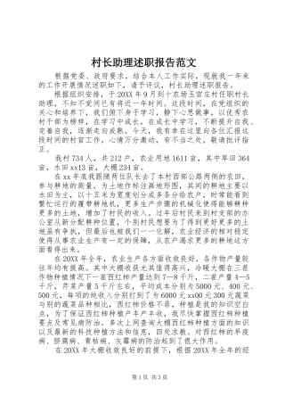 2024年村长助理述职报告范文