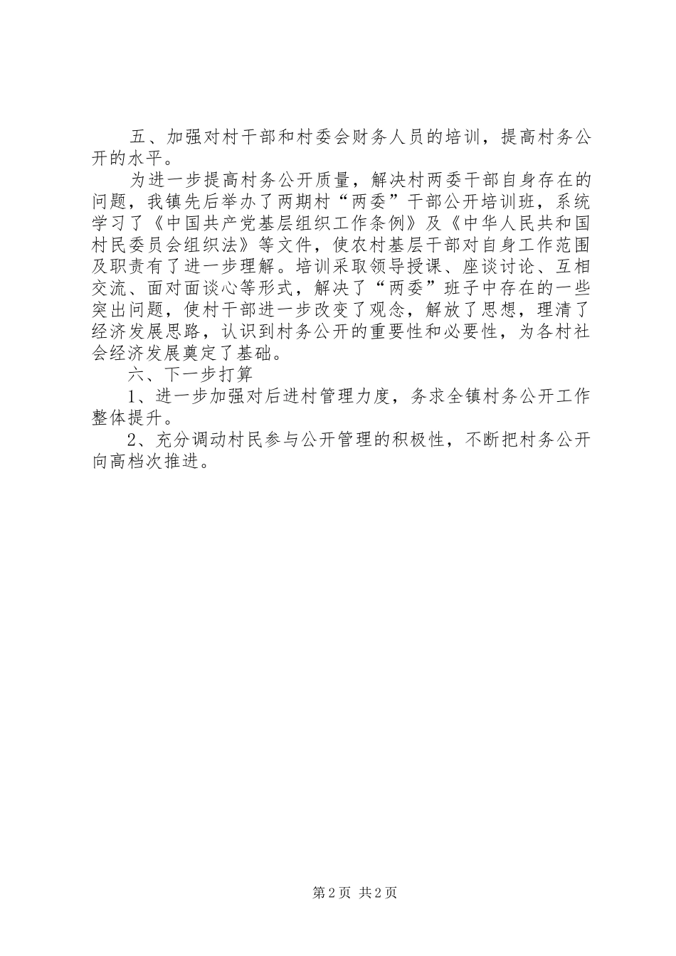 2024年村镇村务公开年终总结_第2页