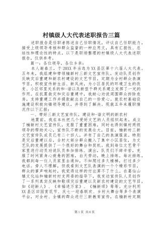 2024年村镇级人大代表述职报告三篇