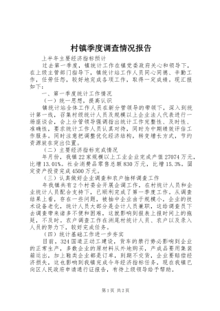 2024年村镇季度调查情况报告