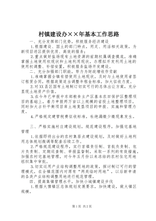 2024年村镇建设办年基本工作思路