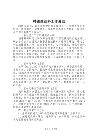 2024年村镇建设科工作总结