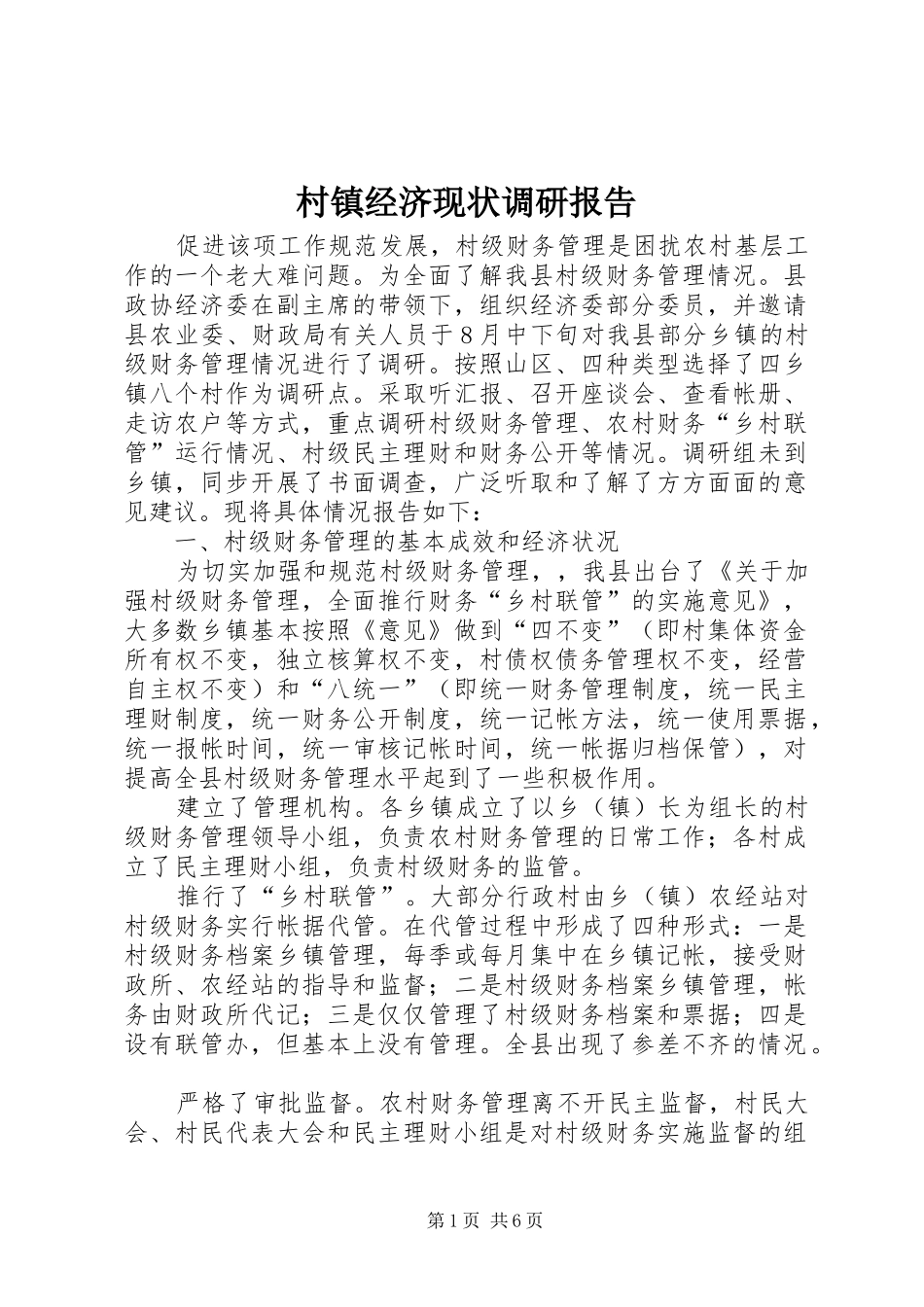 2024年村镇经济现状调研报告_第1页
