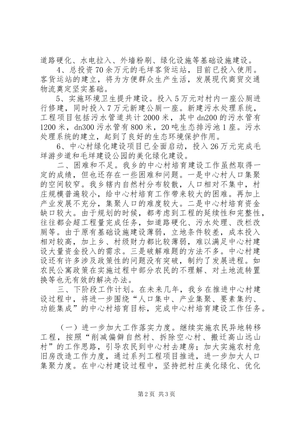 2024年村镇培育建设工作总结_第2页