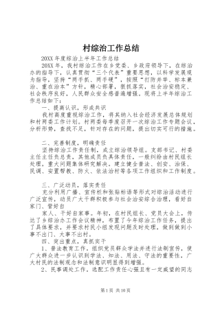2024年村综治工作总结