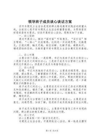 2024年领导班子成员谈心谈话方案