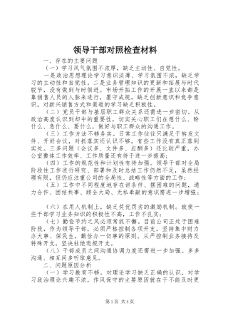 2024年领导干部对照检查材料