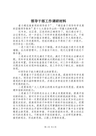 2024年领导干部工作调研材料