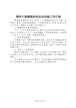 2024年领导干部精准扶贫走访对接工作汇报