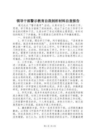 2024年领导干部警示教育自我剖析材料自查报告