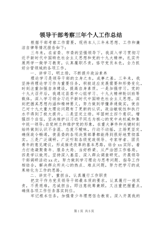 2024年领导干部考察三年个人工作总结