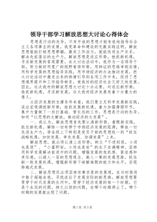 2024年领导干部学习解放思想大讨论心得体会