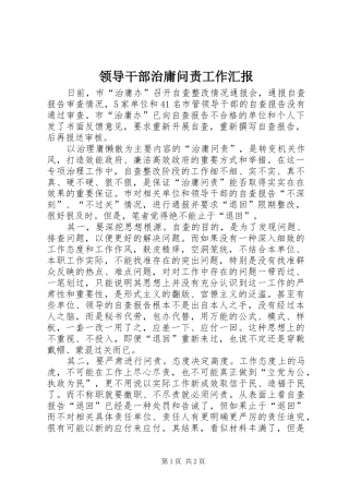 2024年领导干部治庸问责工作汇报